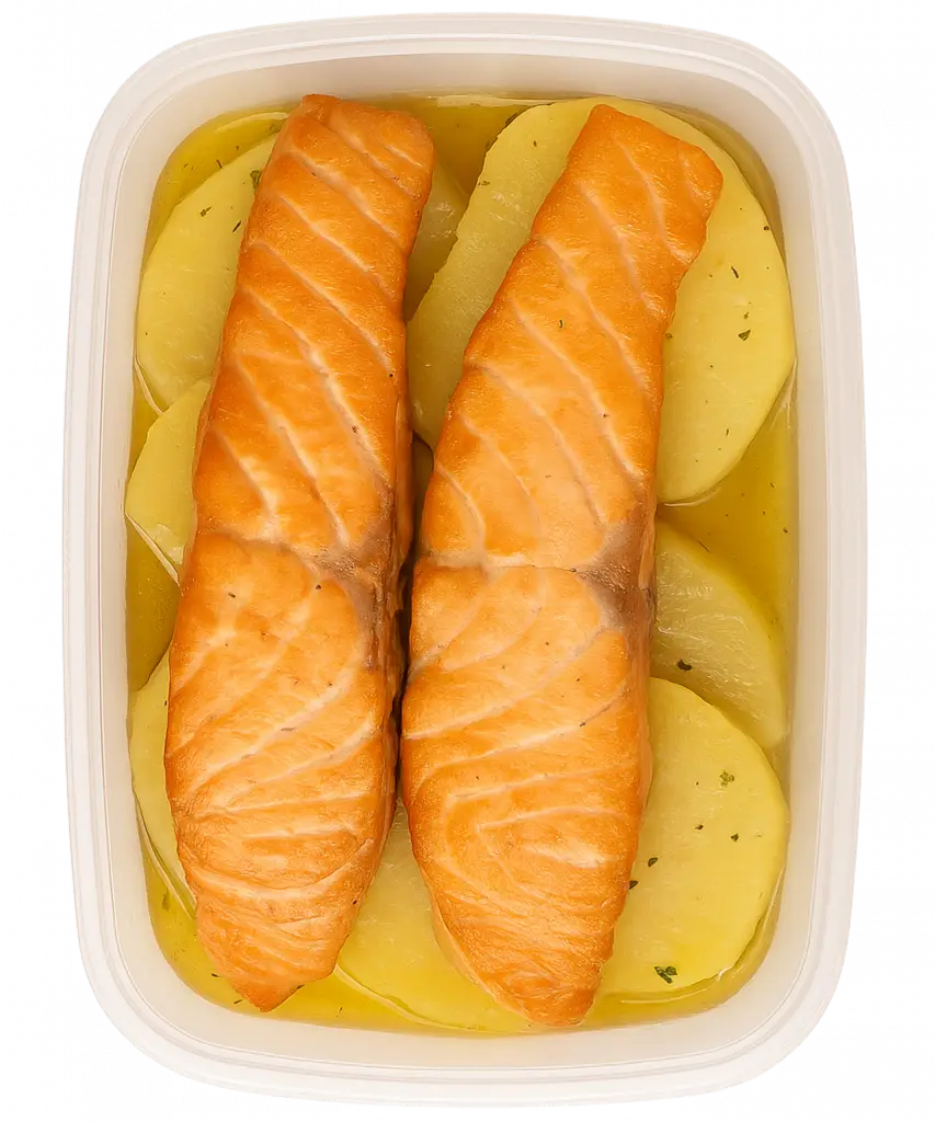 Salmón plancha y patatas